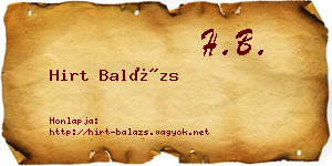 Hirt Balázs névjegykártya